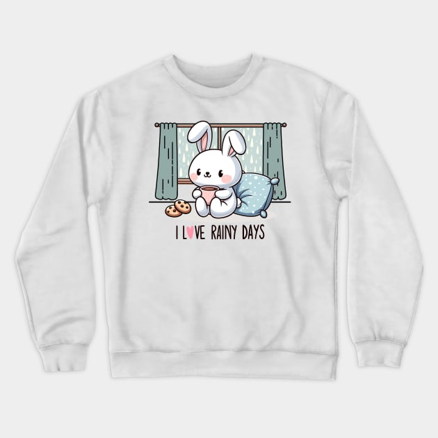 I Love Rainy Days. Cozy Rabbit. Crewneck Sweatshirt by Nerd_art